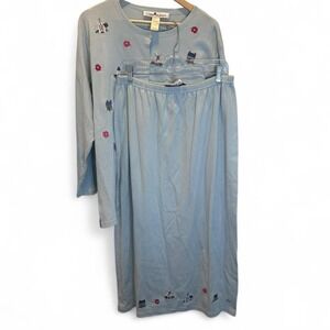 Claire‎ Murray Blue Cottagecore Cardigan and Midi Skirt Matching Set Sz Large